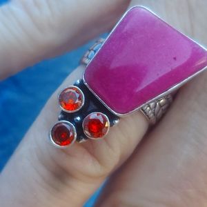 New Cherry Ruby and Garnet 925 Silver Ring.